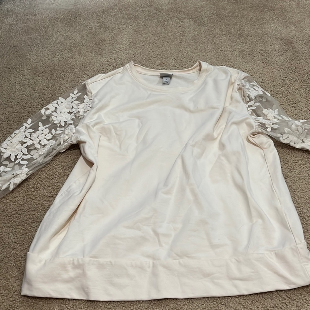 Cream floral sleeve sweater